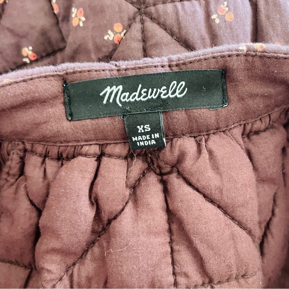 Madewell Quilted Crinkle Floral Midi Skirt - Brown Chocolate Raisin - Picture 7 of 8